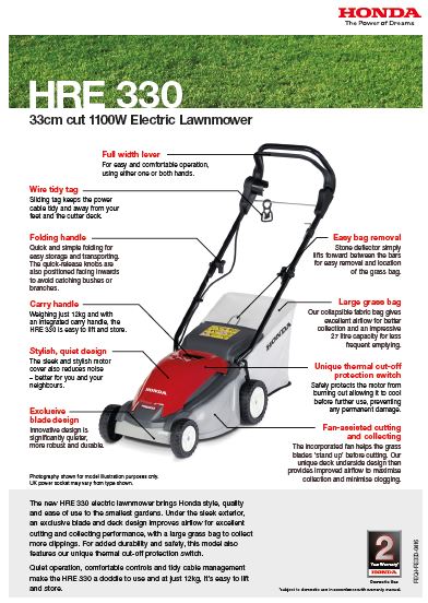 Honda HRE 330 Electric Push Mower